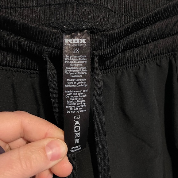 RBX Women’s Plus 2X Black Active Shorts Pull On Waist with Drawstring - Picture 5 of 9